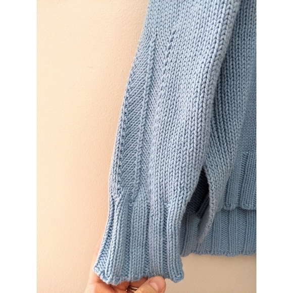 Magaschoni Cableknit Blue Crew Neck Sweater - Picture 4 of 9